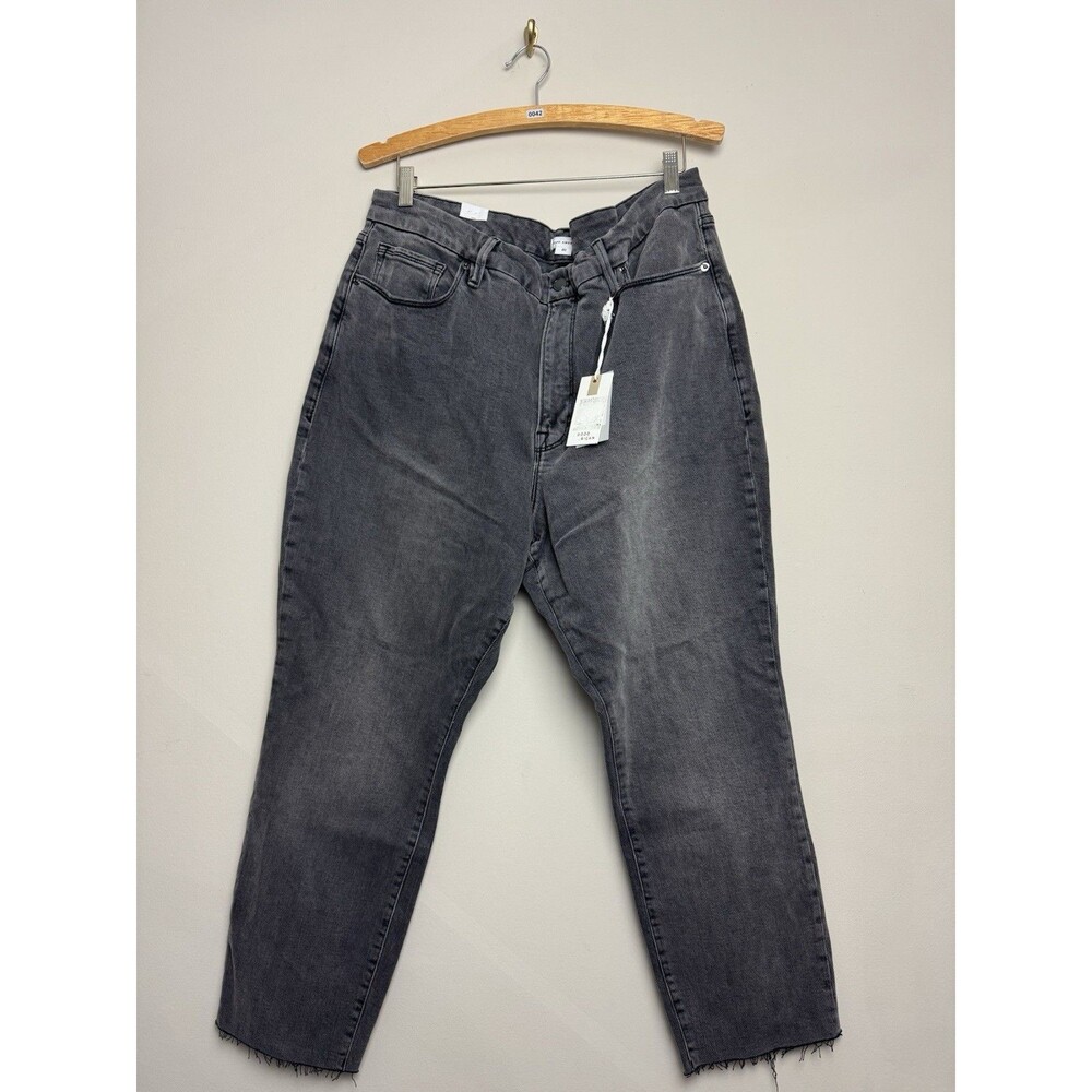 Good American Denim Jeans Plus Size 20 Washed Black Good Classic Raw Hem